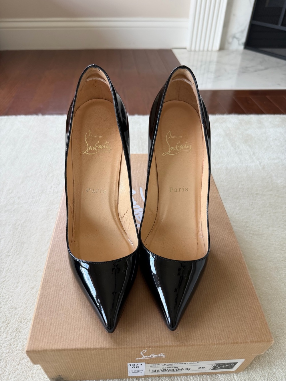 Christian Louboutin Black Patent Pointed-Toe Stiletto Pumps - Picture 3 of 5